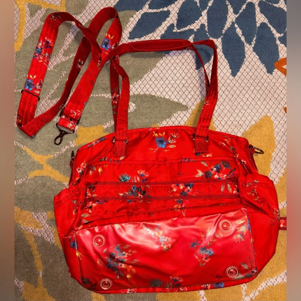 Lug Windjammer Tote Bag Crimson Bloom Floral Red - Picture 7 of 16